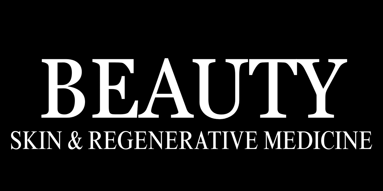 Logo_Beauty 2000 x 1000 px - beautysm.us Brand logo with the word BEAUTY in large white serif letters on a black background, and 'SKIN & REGENERATIVE MEDICINE' in smaller white serif text below.